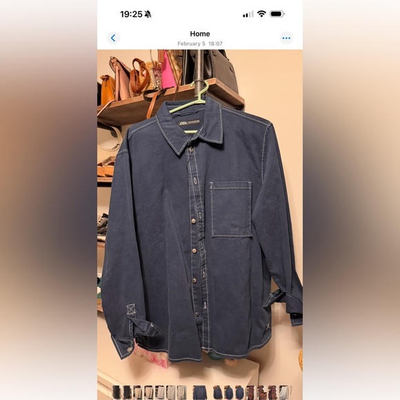 Zara Navy Blue Button-Up Shirt - Picture 1 of 4